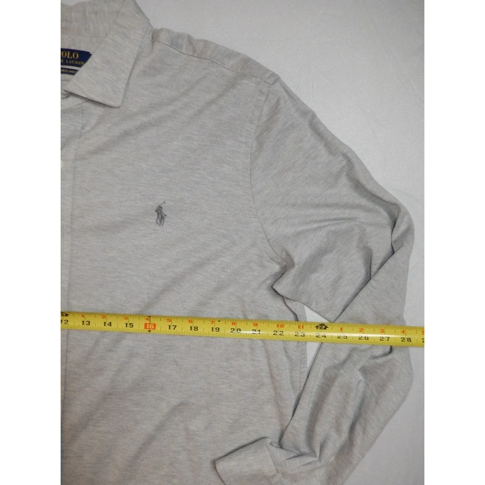 Polo Ralph Lauren Mens XXL Light Grey Heather Knit Dress Shirt Long‎ Sleeve